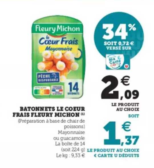 bâtonnets le cœur frais fleury michon
