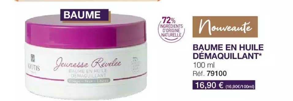 baume en huile démaquillant jeunesse révélée