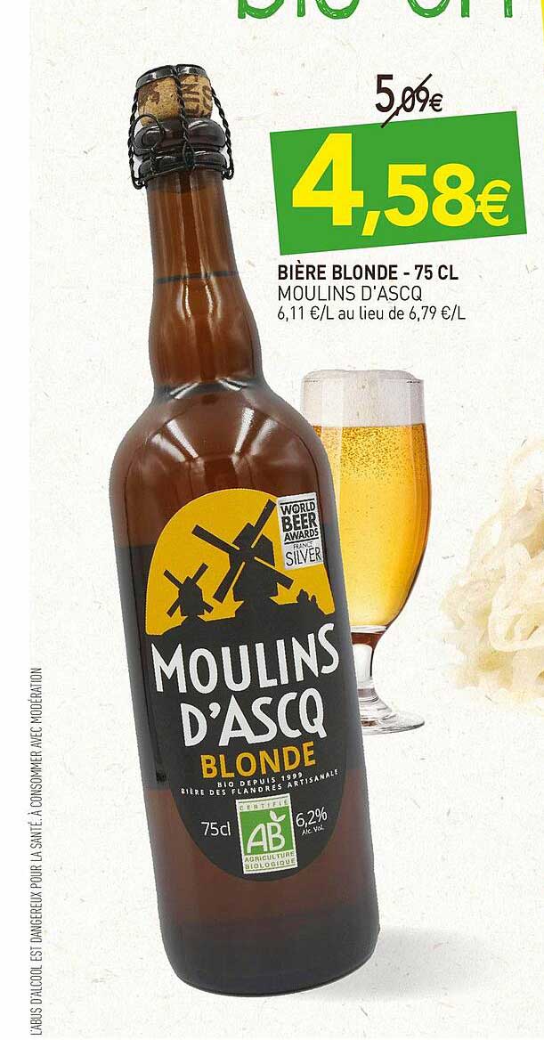 Bière Blonde Moulins D'ascq - 75 Cl