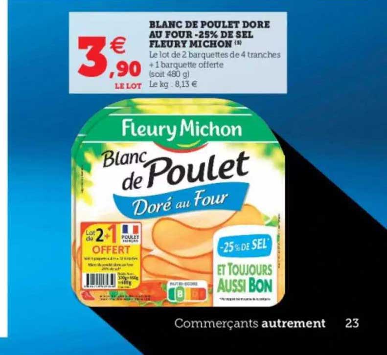 blanc de poulet doré au four -25% de sel fleury michon