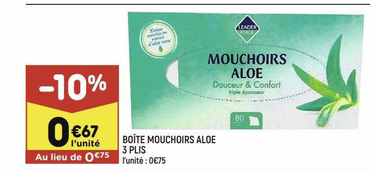 boîte mouchoirs aloé 3 plis