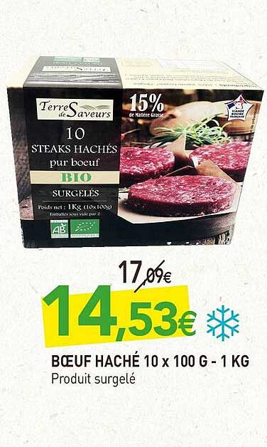 Bœuf Haché 10 X 100 G - 1 Kg