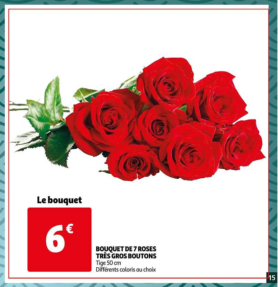 bouquet de 7 roses très gros boutons