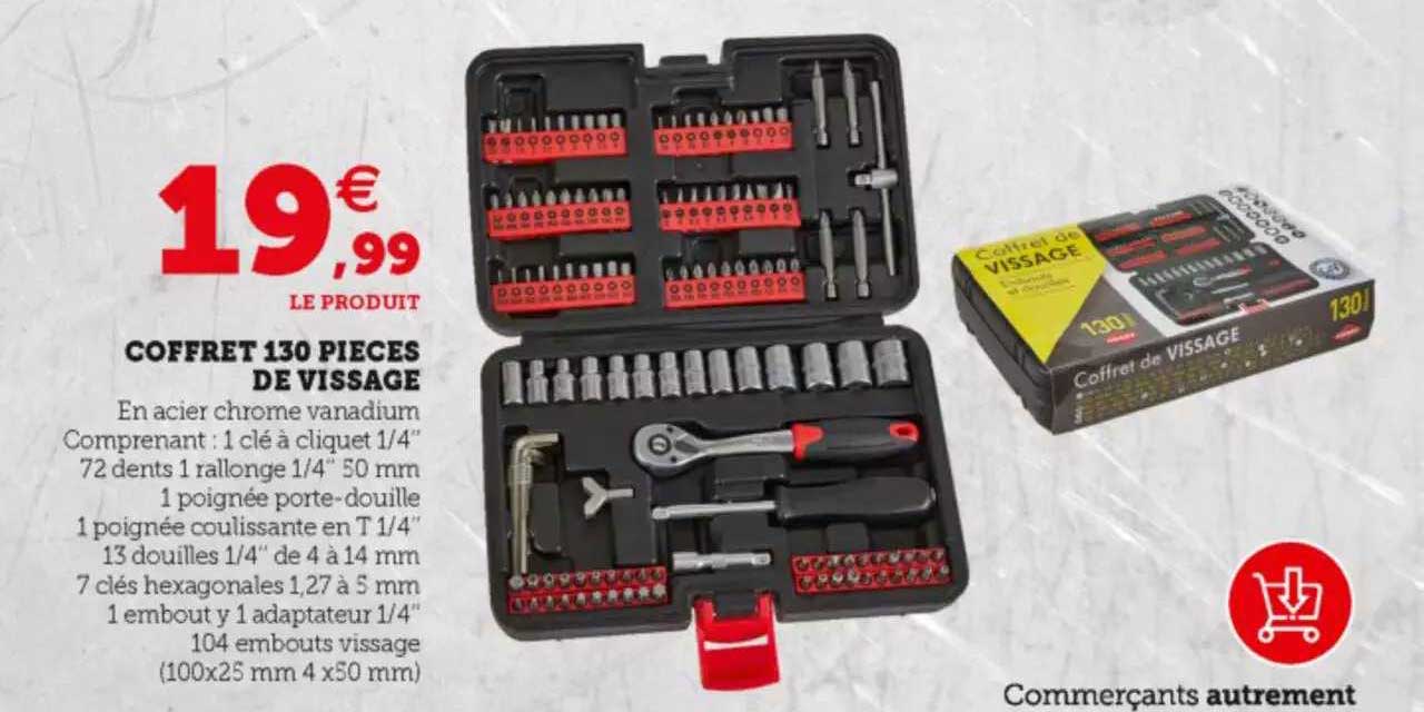 coffret 130 pièces de vissage