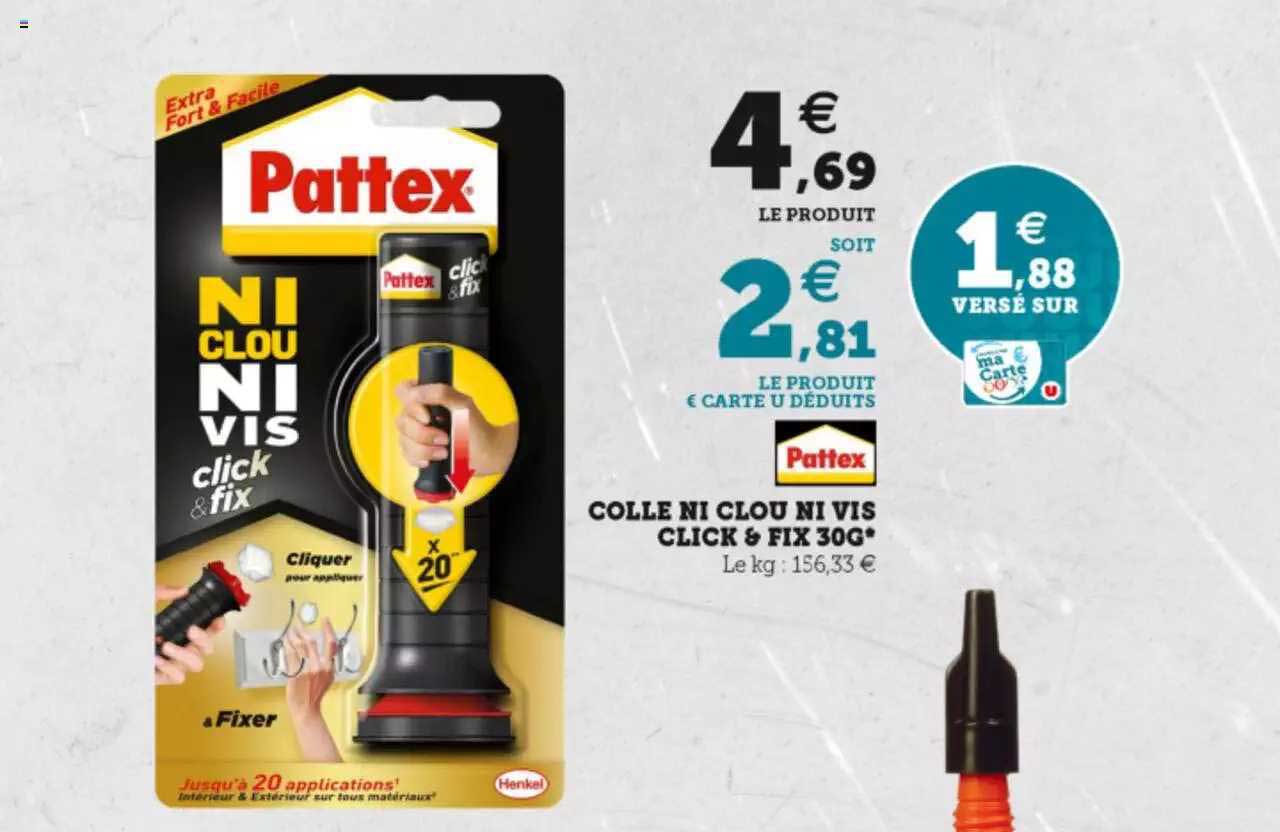 colle ni clou ni vis click & fix 30g pattex