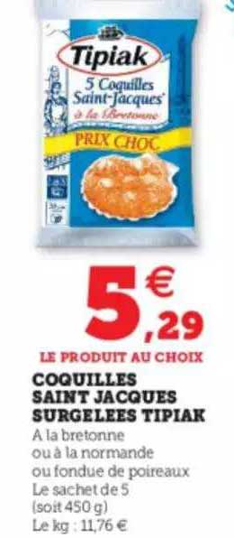 coquilles saint jacques surgelées tipiak