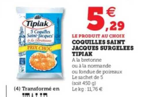 coquilles saint jacques surgelées tipiak