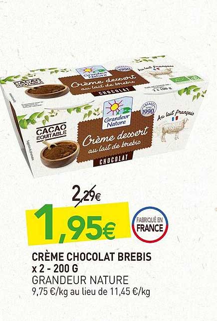 crème chocolat brebis x2 grandeur nature - 200 g
