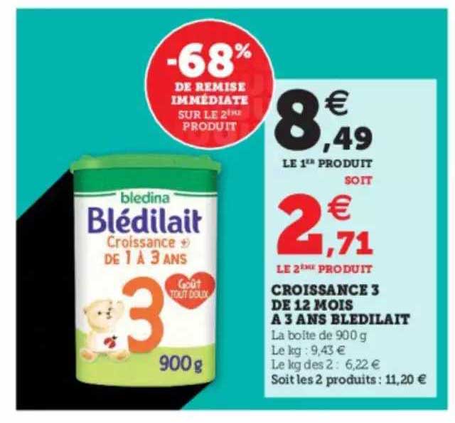 croissance 3 de 12 mois à 3 ans blédilait