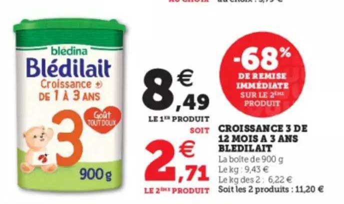 croissance 3 de 12 mois à 3 ans blédilait