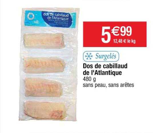 dos de cabillaud de l'atlantique