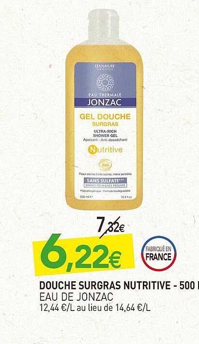 douche surgras nutritive eau de jonzac - 500 ml