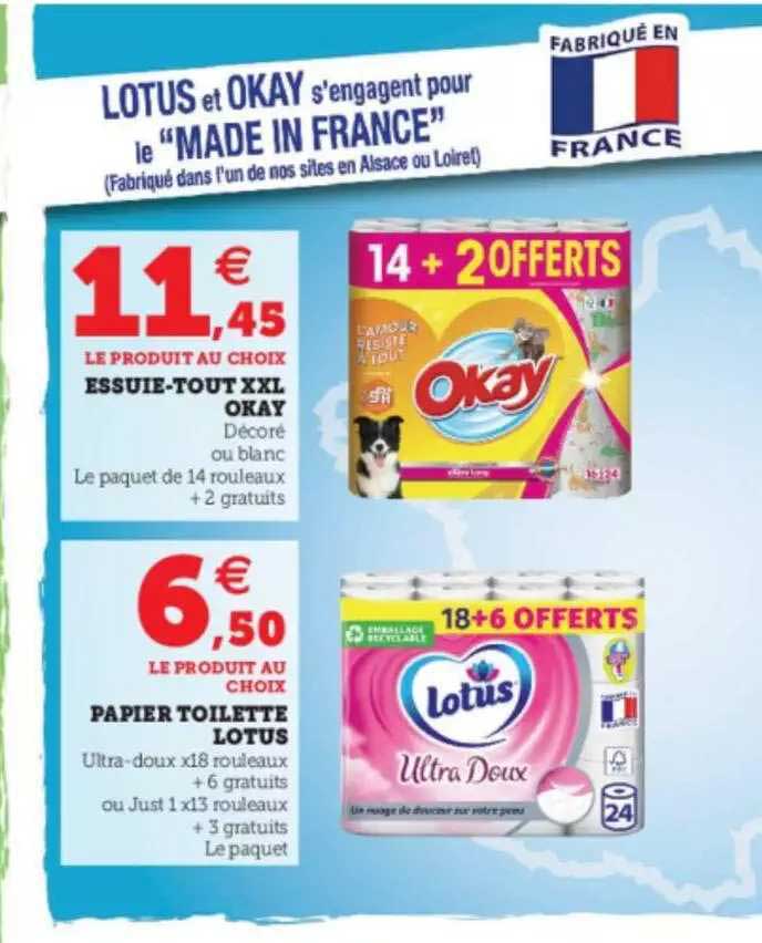 essuie-tout xxl okay, papier toilette lotus