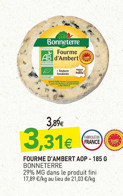 fourme d'ambert aop bonneterre - 185 g