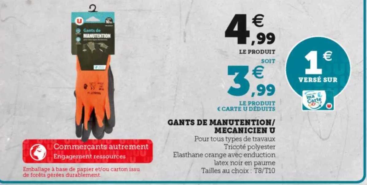 gants de manutention - mécanicien u