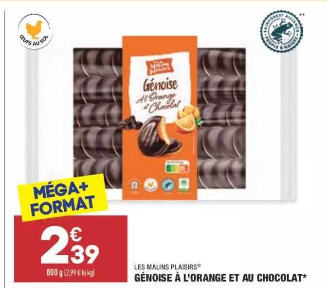 génoise à l'orange et au chocolat les malins plaisirs