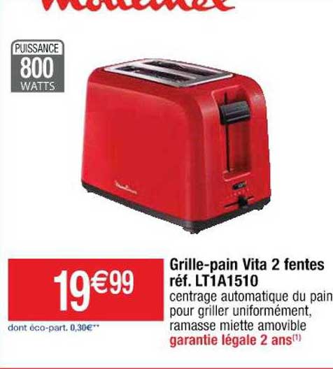 grille-pain vita 2 fentes moulinex