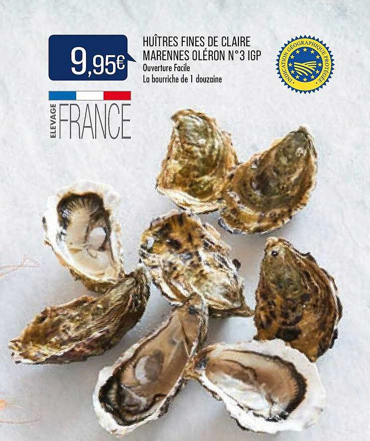 huîtres fines de claire marennes oléron n°3 igp