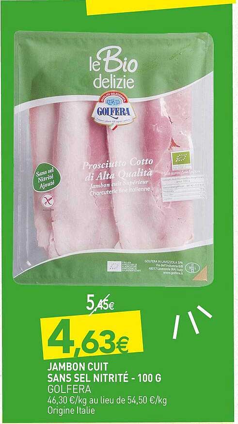 jambon cuit sans sel nitrité golfera - 100 g
