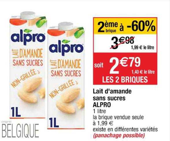 lait d'amande sans sucres alpro