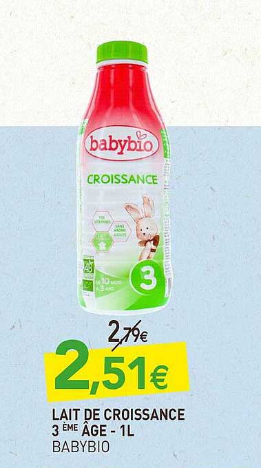 lait de croissance 3ème âge - 1l babybio
