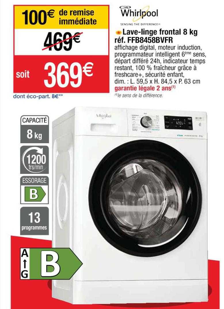 lave-linge frontal 8 kg whirlpool