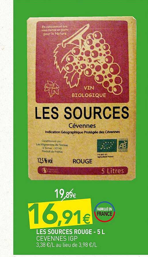 les sources rouge cevennes igp - 5 l