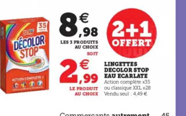lingettes décolor stop eau écarlate