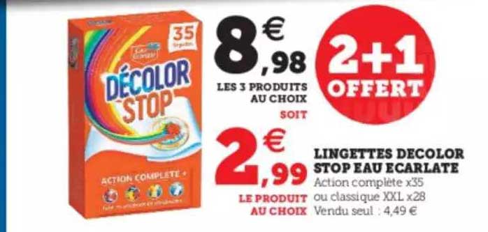 lingettes décolor stop eau écarlate