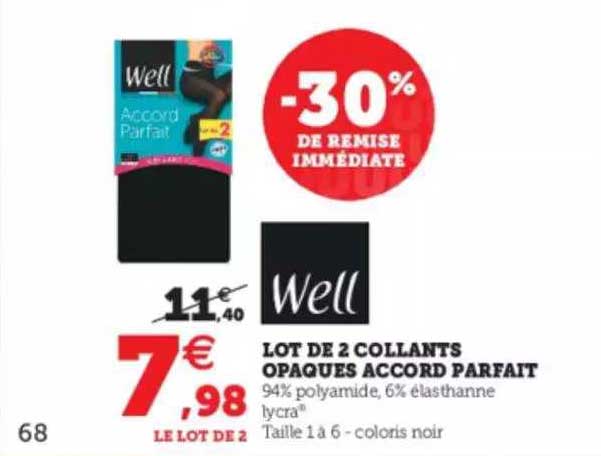 lot de 2 collants opaques accord parfait well