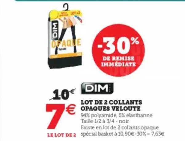 Lot De 2 Collants Opaques Velouté Dim