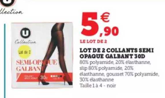lot de 2 collants semi opaque galbant 30d