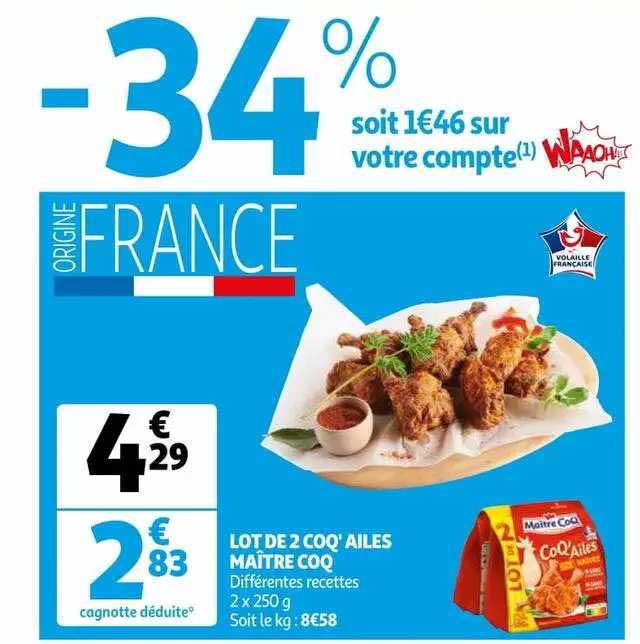 lot de 2 coq' ailes maître coq