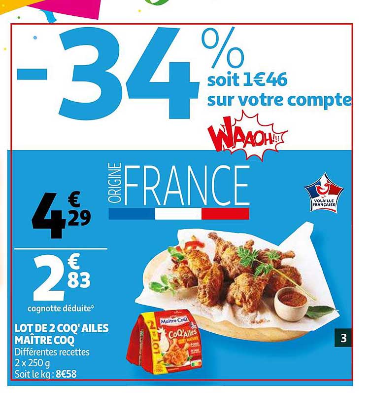 lot de 2 coq'ailes maître coq