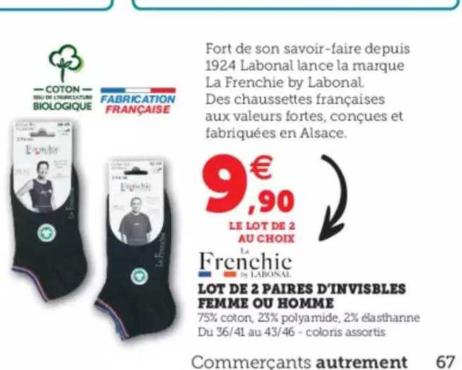 lot de 2 paires d'invisibles femme ou homme la frenchic