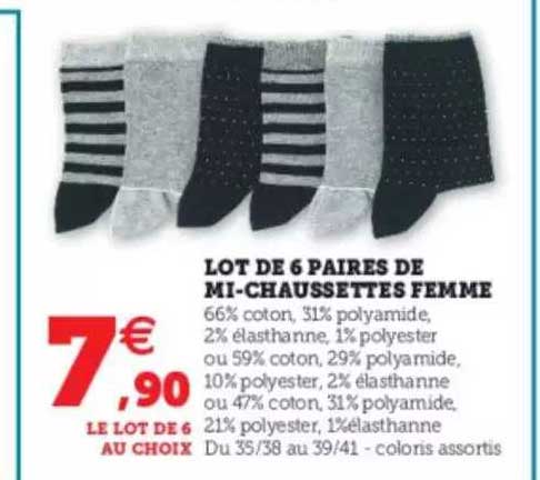 Lot De 6 Paires De Mi-chaussettes Femme