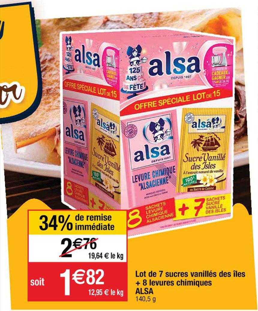 lot de 7 sucres vanillés des îles + 8 levures chimiques alsa