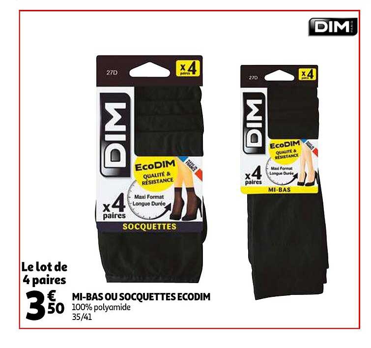 mi-bas ou socquettes écodim