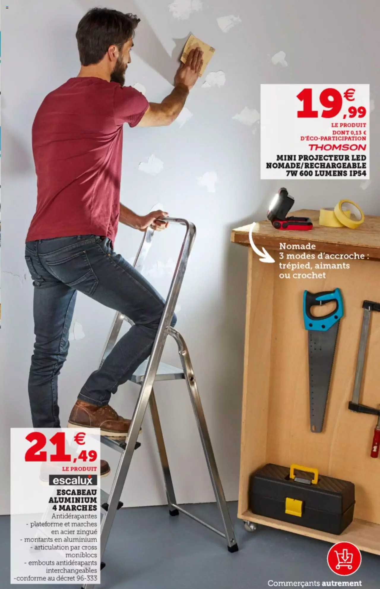 mini projecteur led nomade - rechargeable nomade -rechargacle 7w 600 lumens ip54