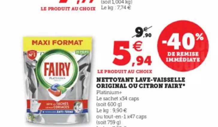 nettoyant lave-vaisselle original ou citron fairy