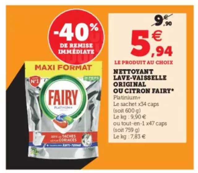 nettoyant lave-vaisselle original ou citron fairy