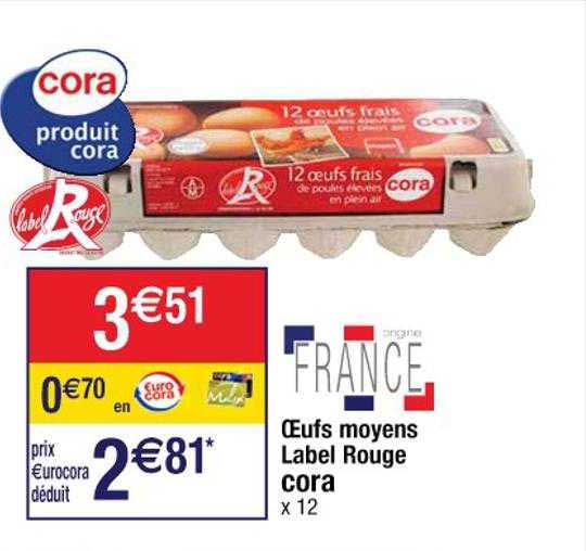 oeufs moyens label rouge cora