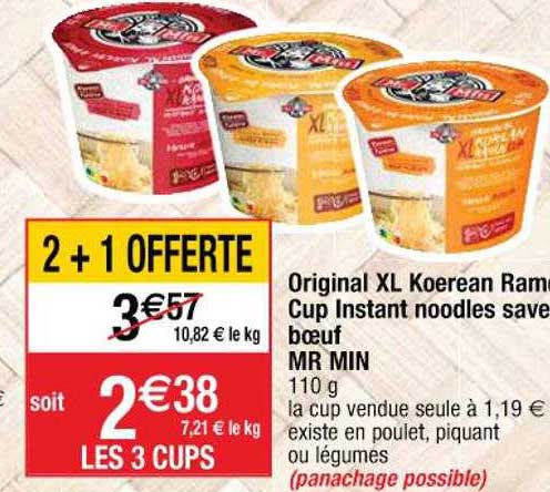 original xl koerean ram cup instant noodles saveur bœuf mr min