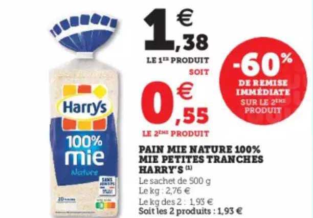 pain mie nature 100% mie petites tranchés harry's