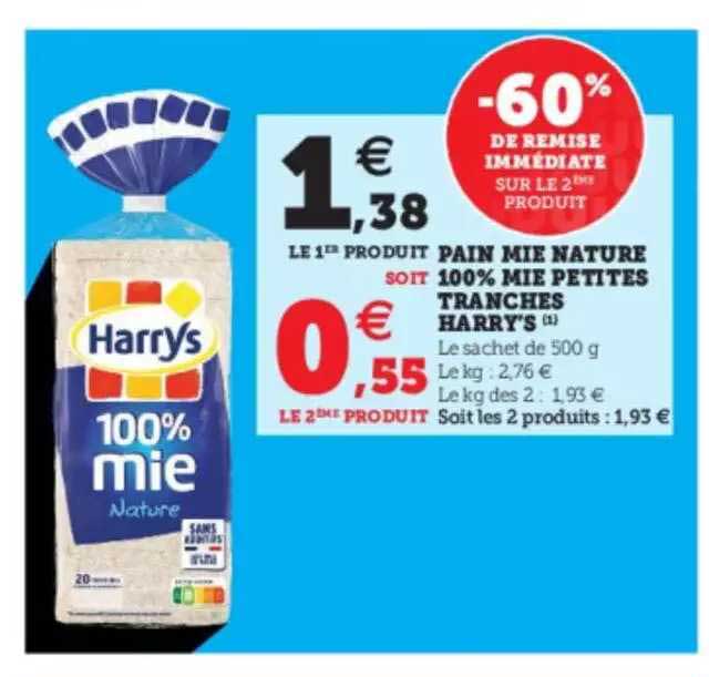 pain mie nature 100% mie petites tranchés harry's