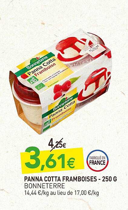 panna cotta framboises bonneterre - 250 g