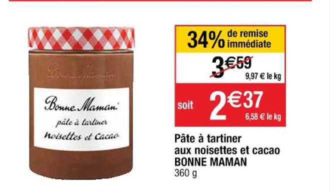 pâte à tartiner aux noisettes et cacao bonne maman