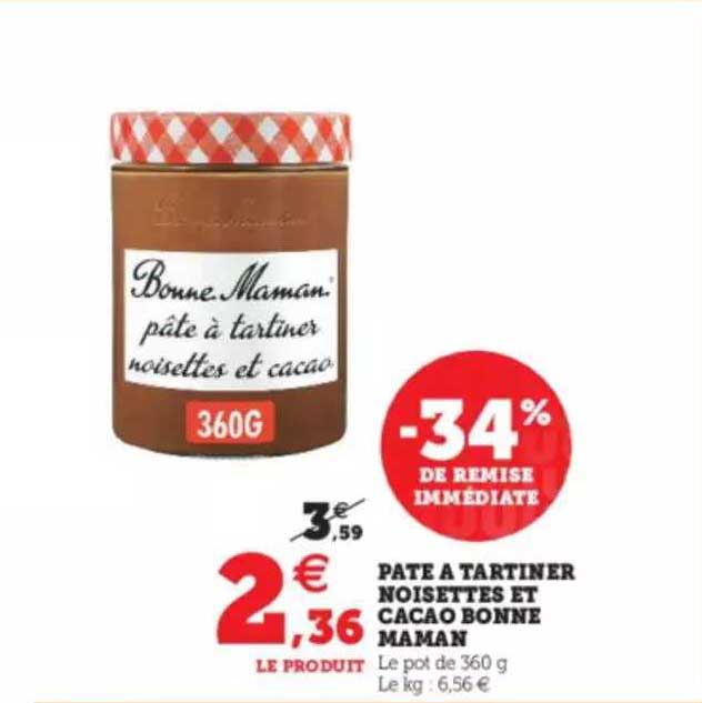 pâte à tartiner noisettes et cacao bonne maman