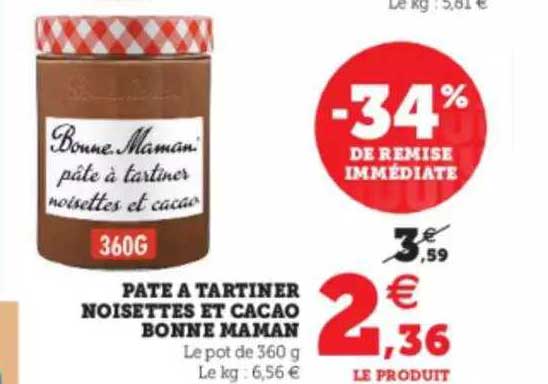 pâte à tartiner noisettes et cacao bonne maman
