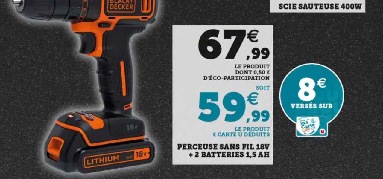 Perceuse Sans Fil 18v + 2 Batteirs 1,5 Ah